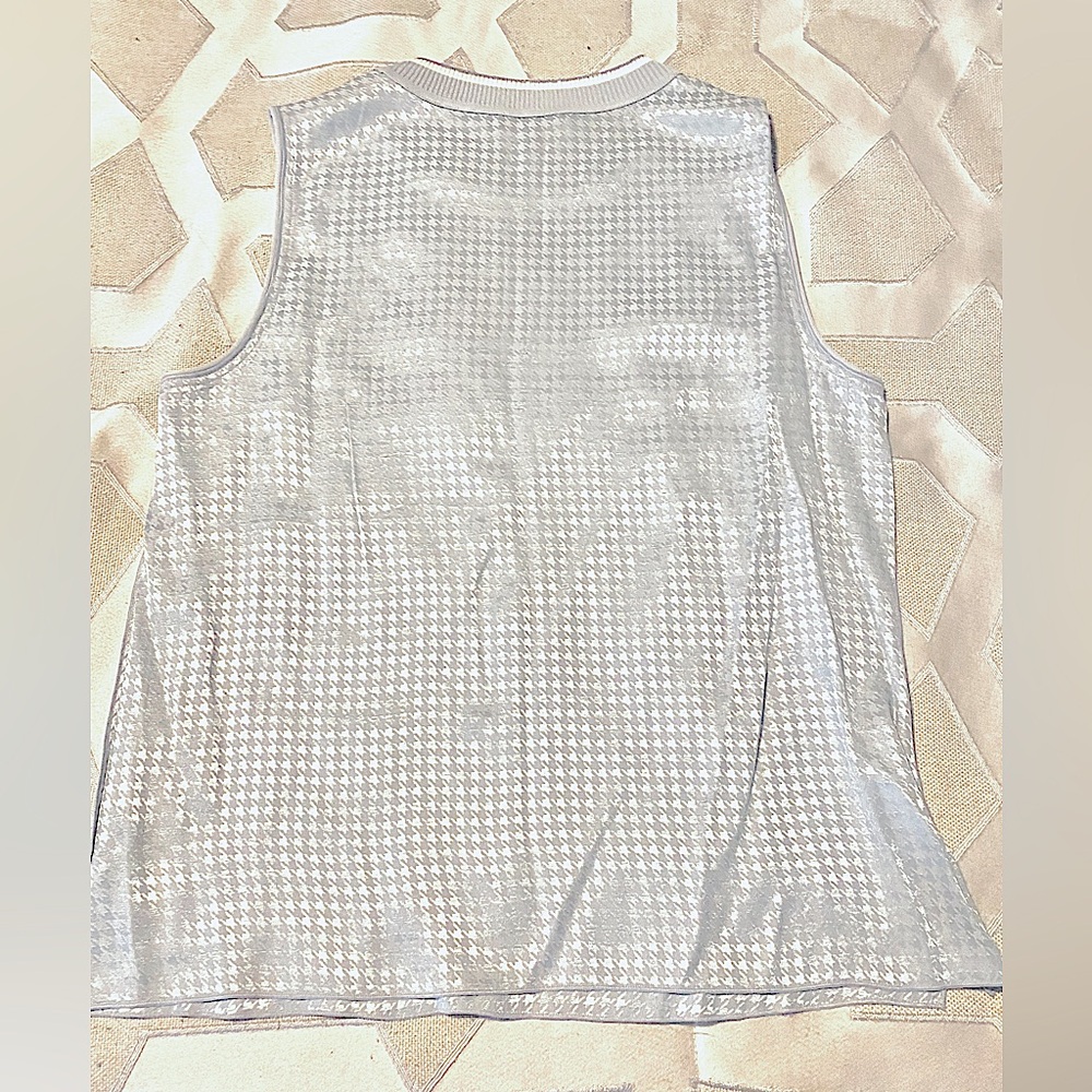 Rag and Bone silvery, sleeveless mini houndstooth pattern knit top M